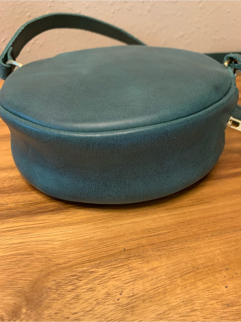 Portland Leather Small Circle Crossbody in the Color: SURF - Picture 8 of 11